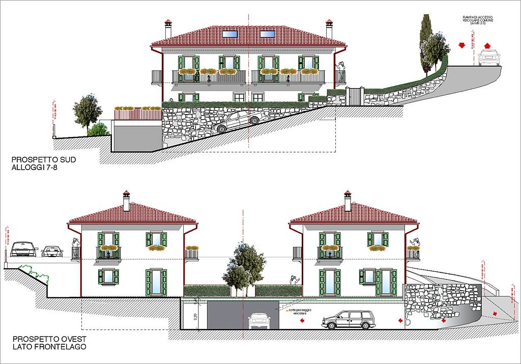 Prospetto Villette Vendita S. Zeno - Lotto 2 - Sud e Ovest Prospetto sud e ovest lotto 2 lottizzazione Benaco San Zeno